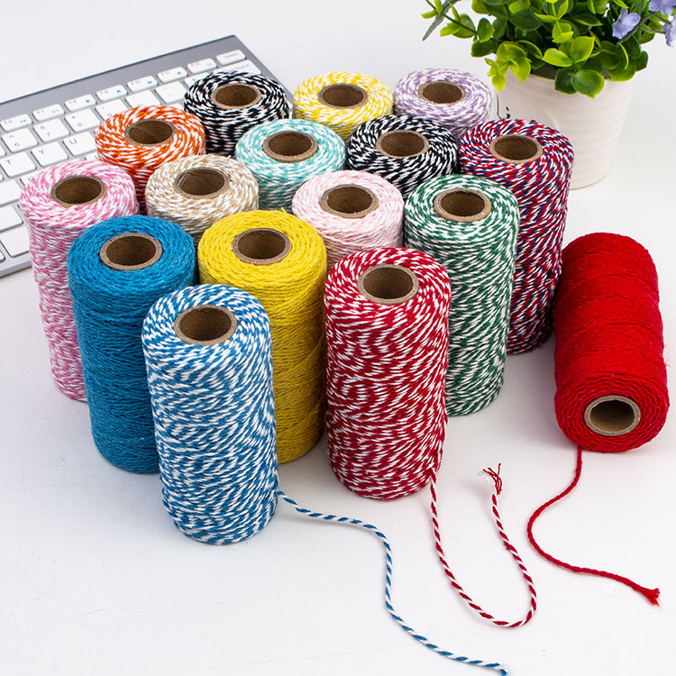 factory supply 2mm100m two-strand two-color cotton thread decoration packaging diy color zongzi string crab cotton cord