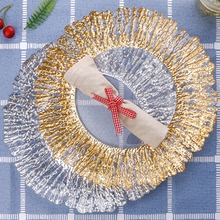 欧式水晶玻璃盘子12英寸创意树纹玻璃果盘电镀金色银色垫盘外贸