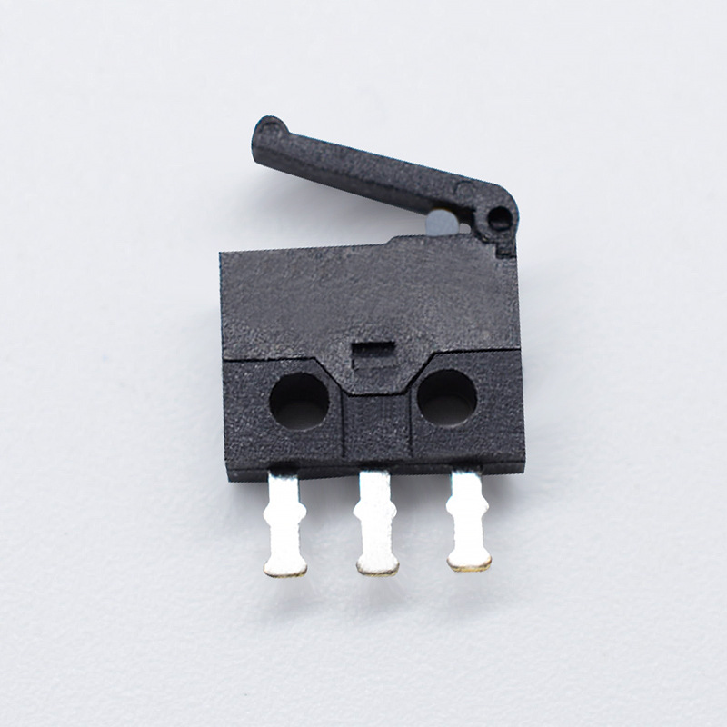 厂家直销迷你微动开关全黑三脚带直柄两孔超薄点动 点触式开关