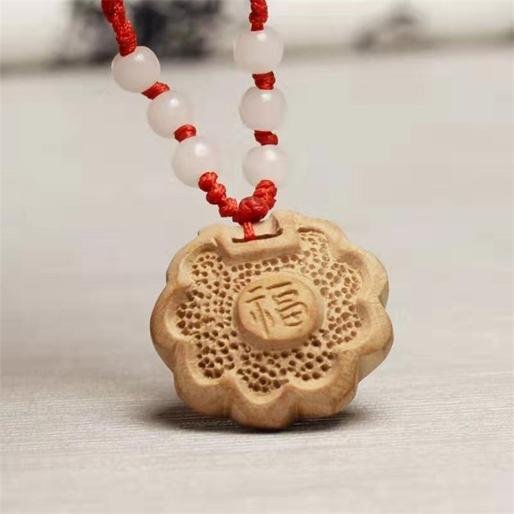 桃木雕刻宝宝福锁小挂件钥匙链宝宝饰品diy小饰品