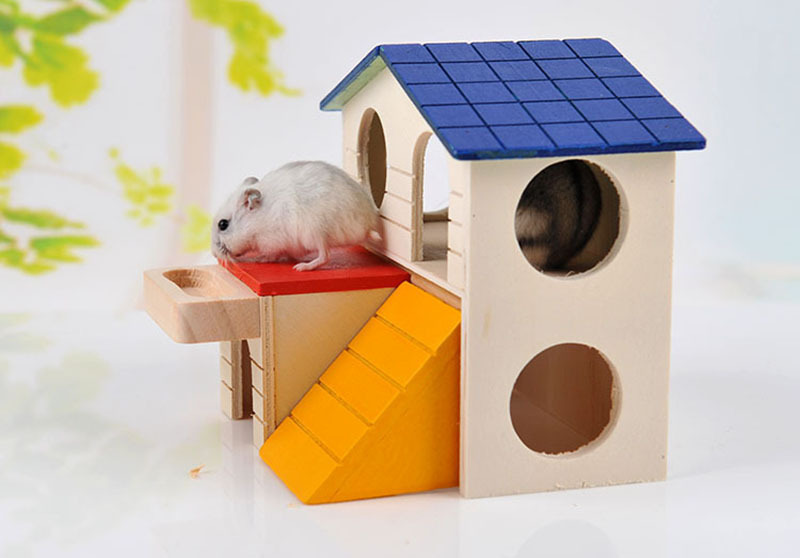 豪华双层木窝仓鼠屋金丝熊小宠别墅民居房子窝大号木屋仓鼠窝