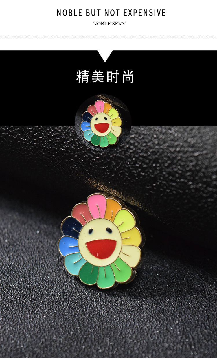 爆款可爱太阳花徽章 幼儿园小朋友向滴油合金日葵服饰胸针小胸针