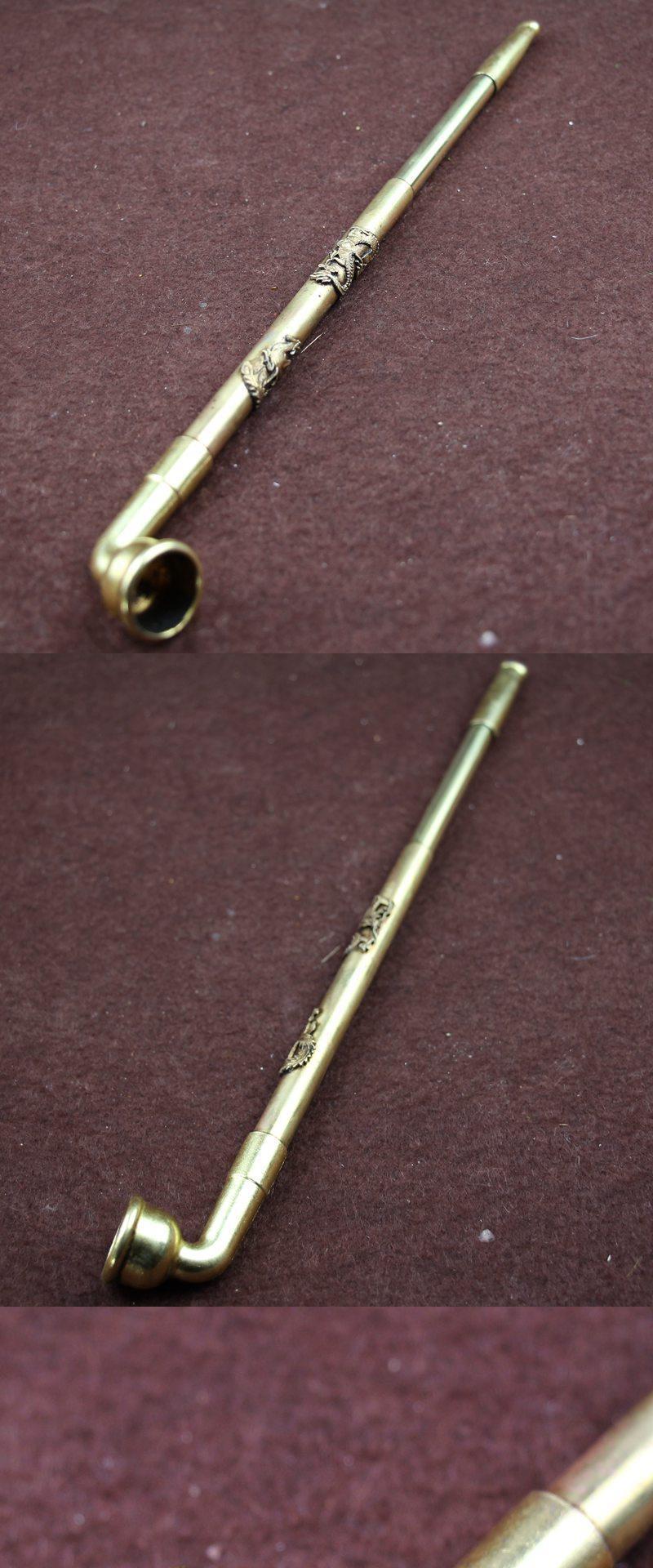 黄铜烟杆仿古老式长烟丝杆30厘米现代工艺品摆件一件代发铜旱烟杆