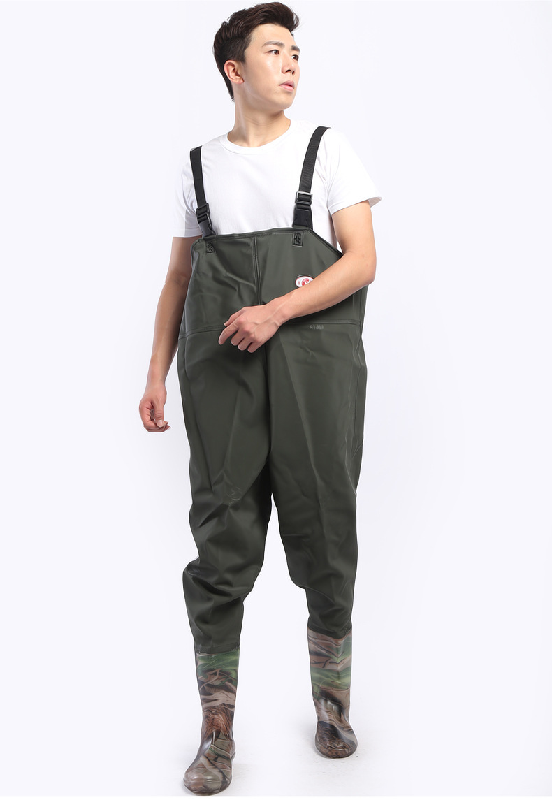 厂家直销军迷pvc下水裤 半身钓鱼裤下水裤连体捕鱼雨裤防水裤金鱼