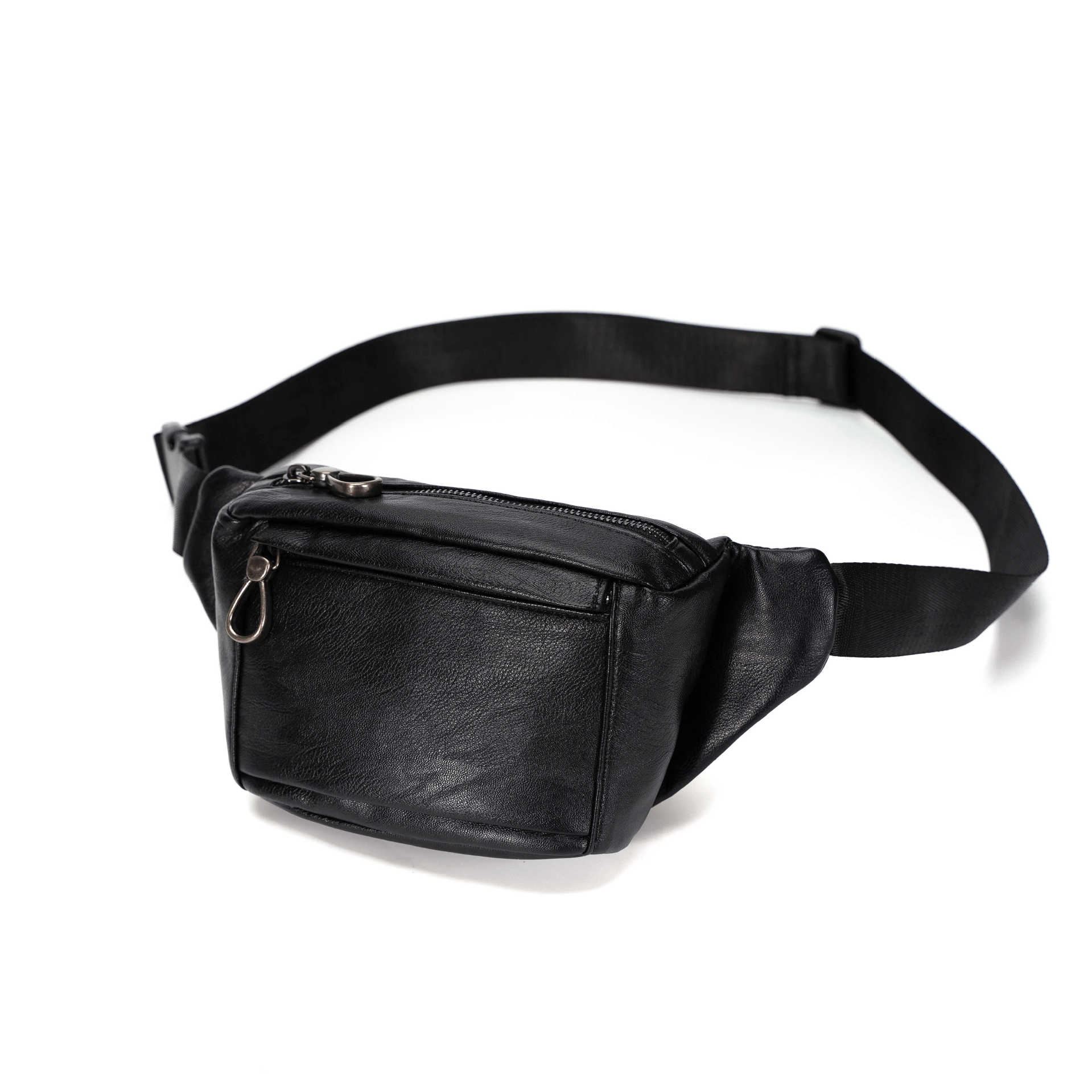 2021批发新款包邮休闲皮质腰包男单肩手提斜挎贴身软皮大容量胸包