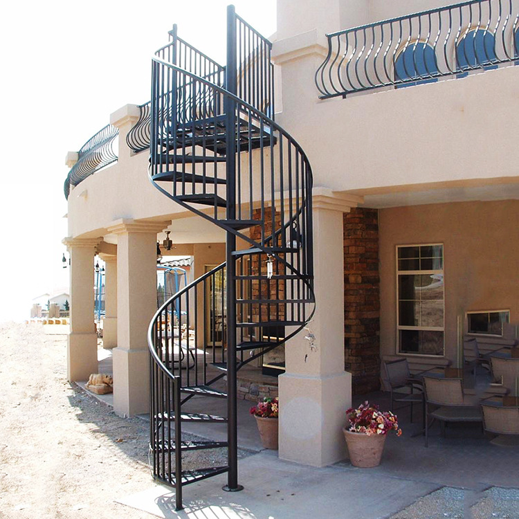 厂家定制铁艺旋转楼梯自建房阳台旋转楼梯室外铸铁花铁板旋梯