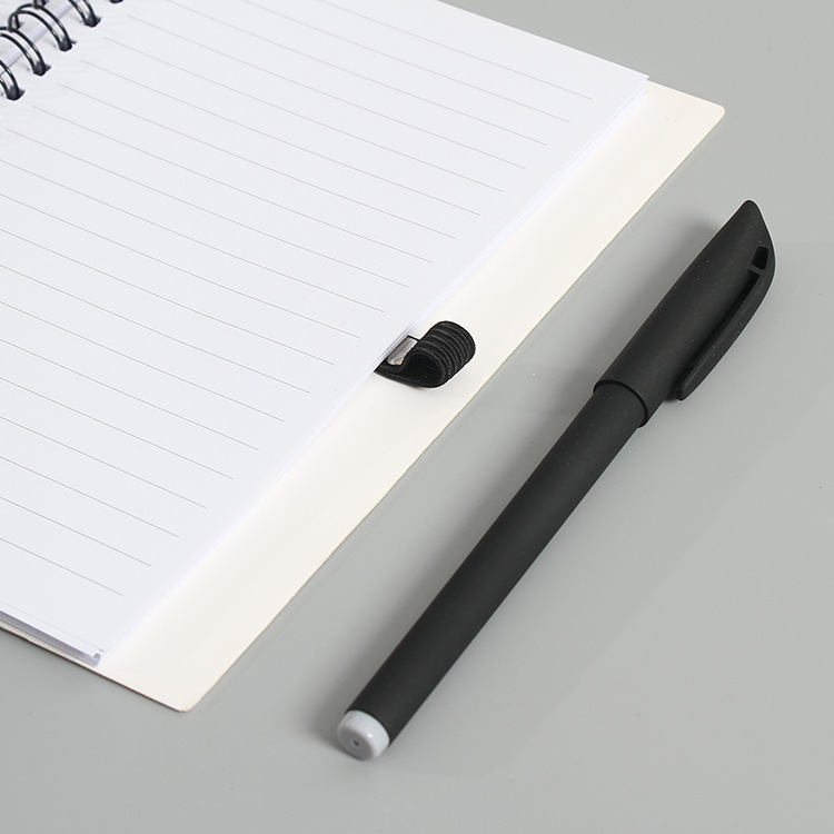 白色带笔线圈本定做创意双胶纸活页笔记本定制商务文具记事本logo