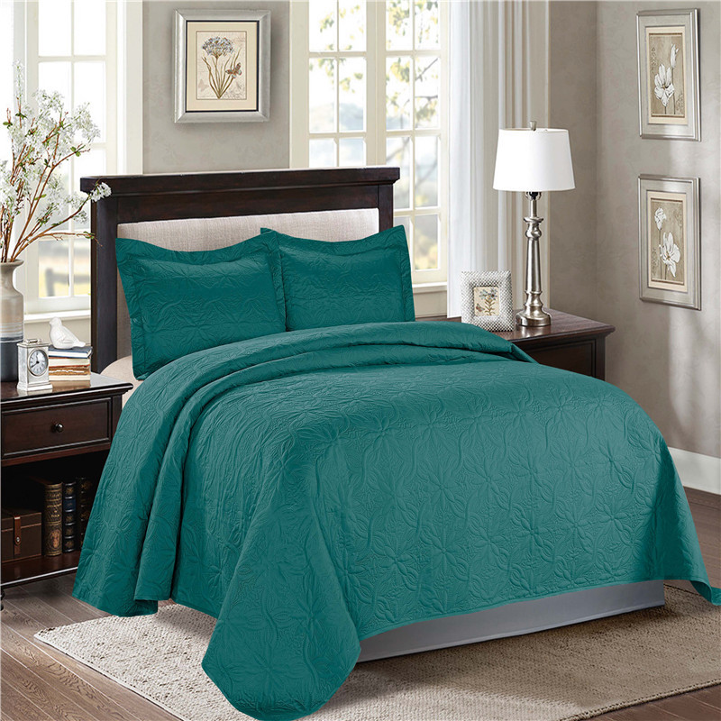 Yahui Cross-Border Ultrasonic Quiltedtextiles Four-Piece Set American Super Soft Embossed Three-Piece Bed Cover Set