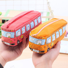 特价 韩国创意学生文具小动物巴士笔袋公交铅笔袋男女帆布文具盒