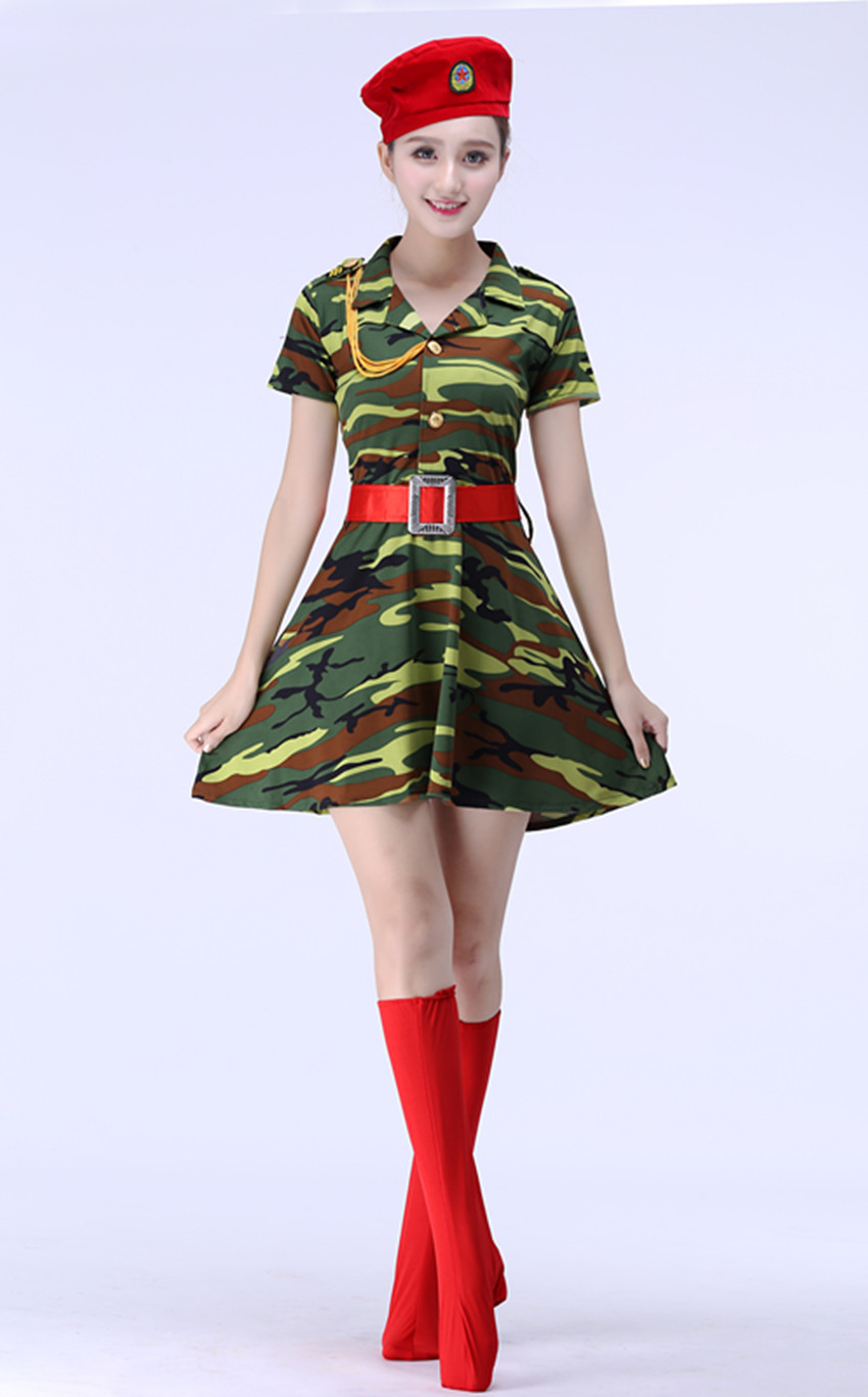 新款迷彩演出服女兵迷彩裙广场舞水兵舞蹈服装军鼓服成人表演服装