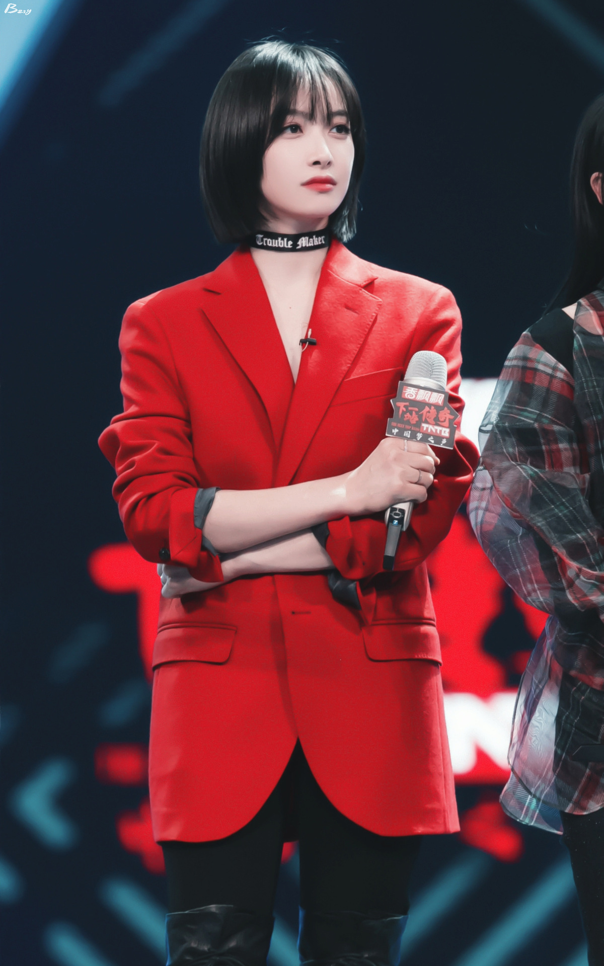 宋茜明星同款红色西装外套女韩版秋冬新英伦风中长款休闲小西服