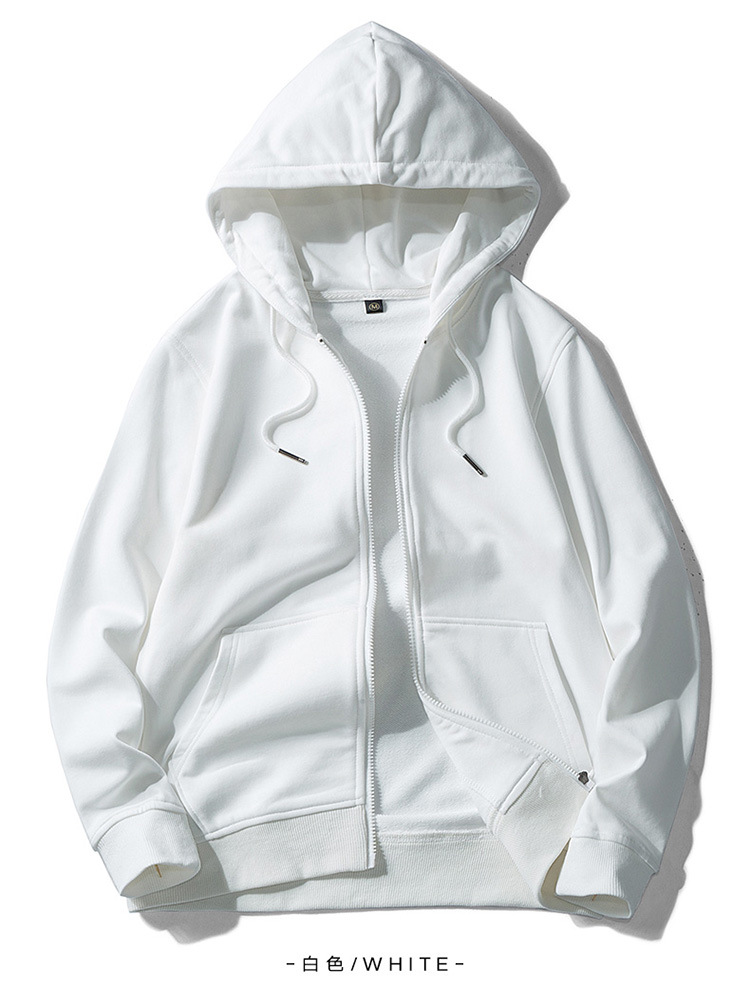 开襟卫衣男士纯色帽衫可印字可定制logo拉链衫纯棉春秋学生针织衫