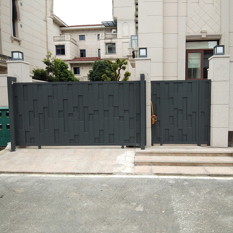 铝艺电动平移大门别墅铝艺平开门封板铝合金防盗大门定制直销