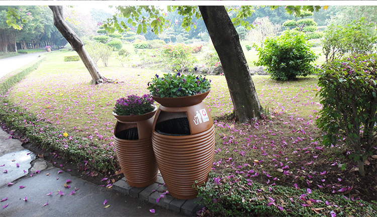 户外分类垃圾桶定制园艺玻璃钢花盆厂家旅游景区环卫果皮箱组合