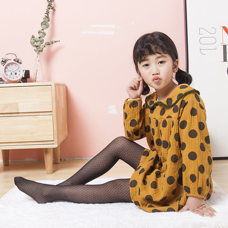 夏天女童连裤袜薄款防勾丝小女孩打底袜裤点点防蚊儿童长丝袜批发