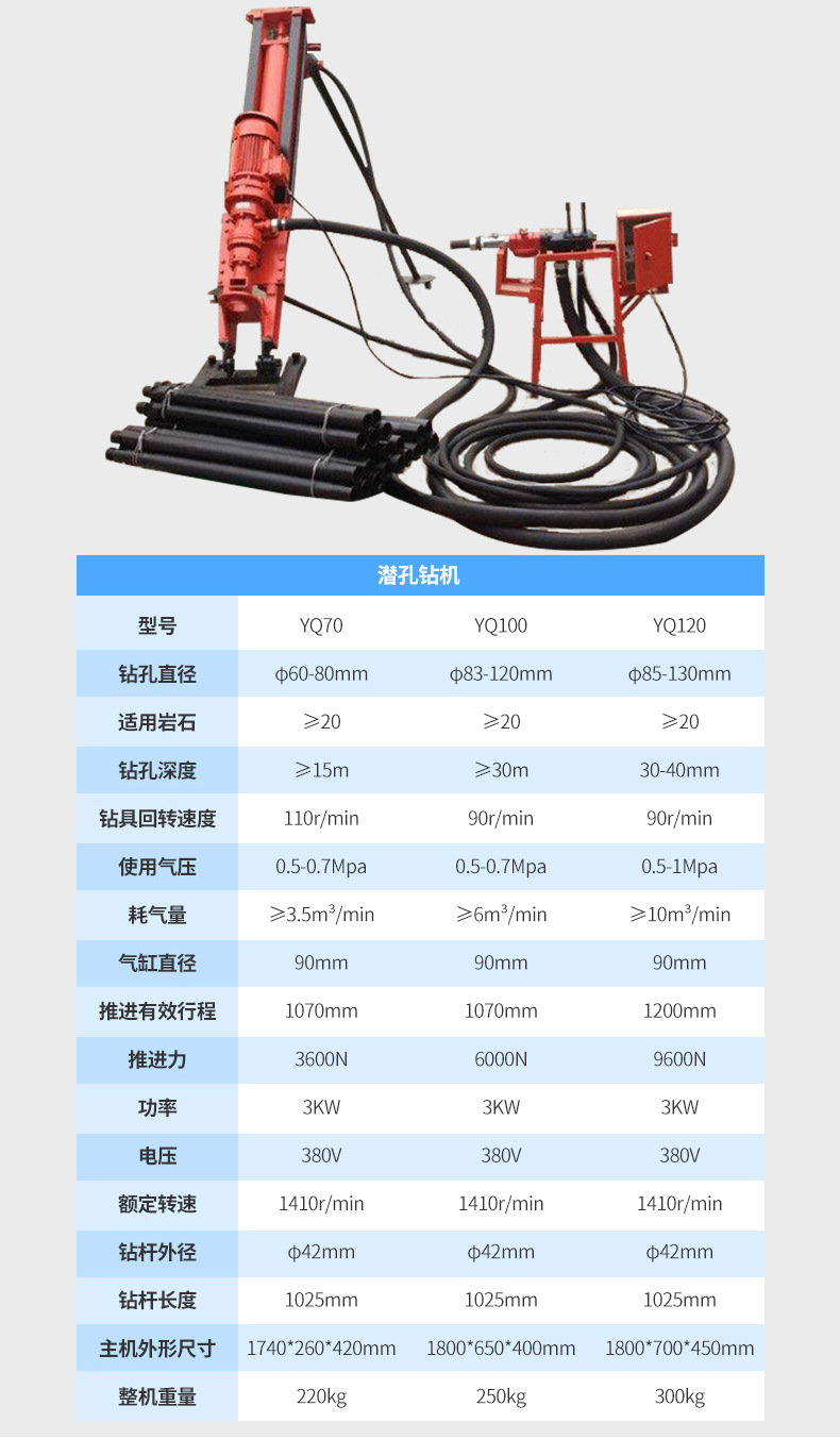 潜孔钻机70/100型电动支腿式小型潜孔钻机分体式钻机凿岩钻机
