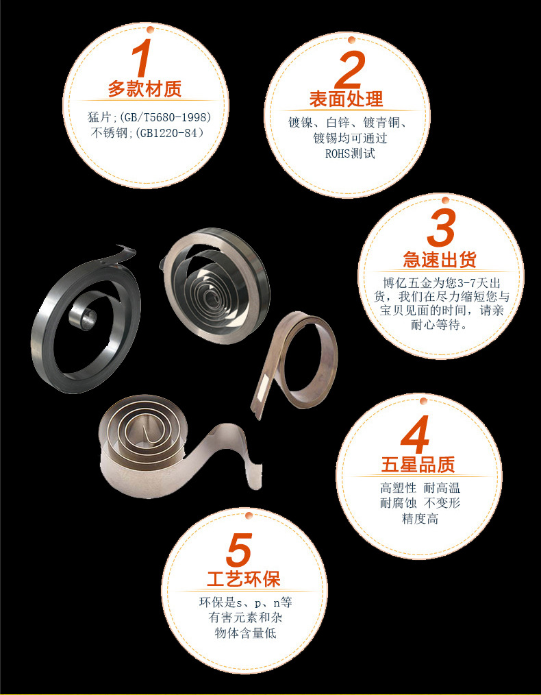 多款供选涡卷发条弹簧 汽车座椅恒力定力旋转大发条盘簧 加工定制