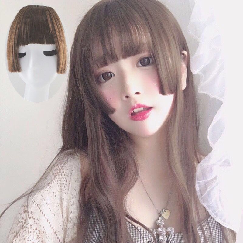 三刀平刘海假发片cos姬发式修脸lolita日常可爱鬓角公主切齐刘海