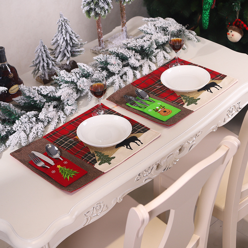 Cross-Border New Arrival Christmas Decoration Supplies Christmas Dining-Table Decoration Restaurant Layout Christmas Tableware Knife and Fork Set Wholesale