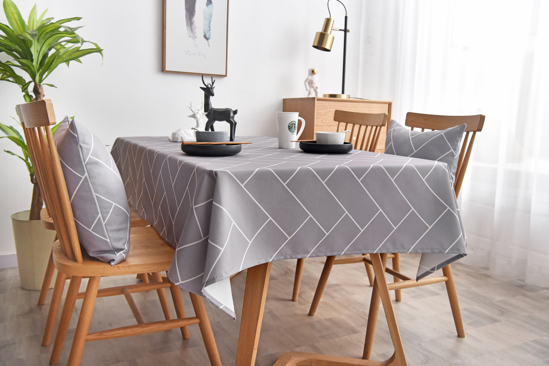 网红防水格子桌布tpu一件代发免洗防油防烫防水台布家用北欧风