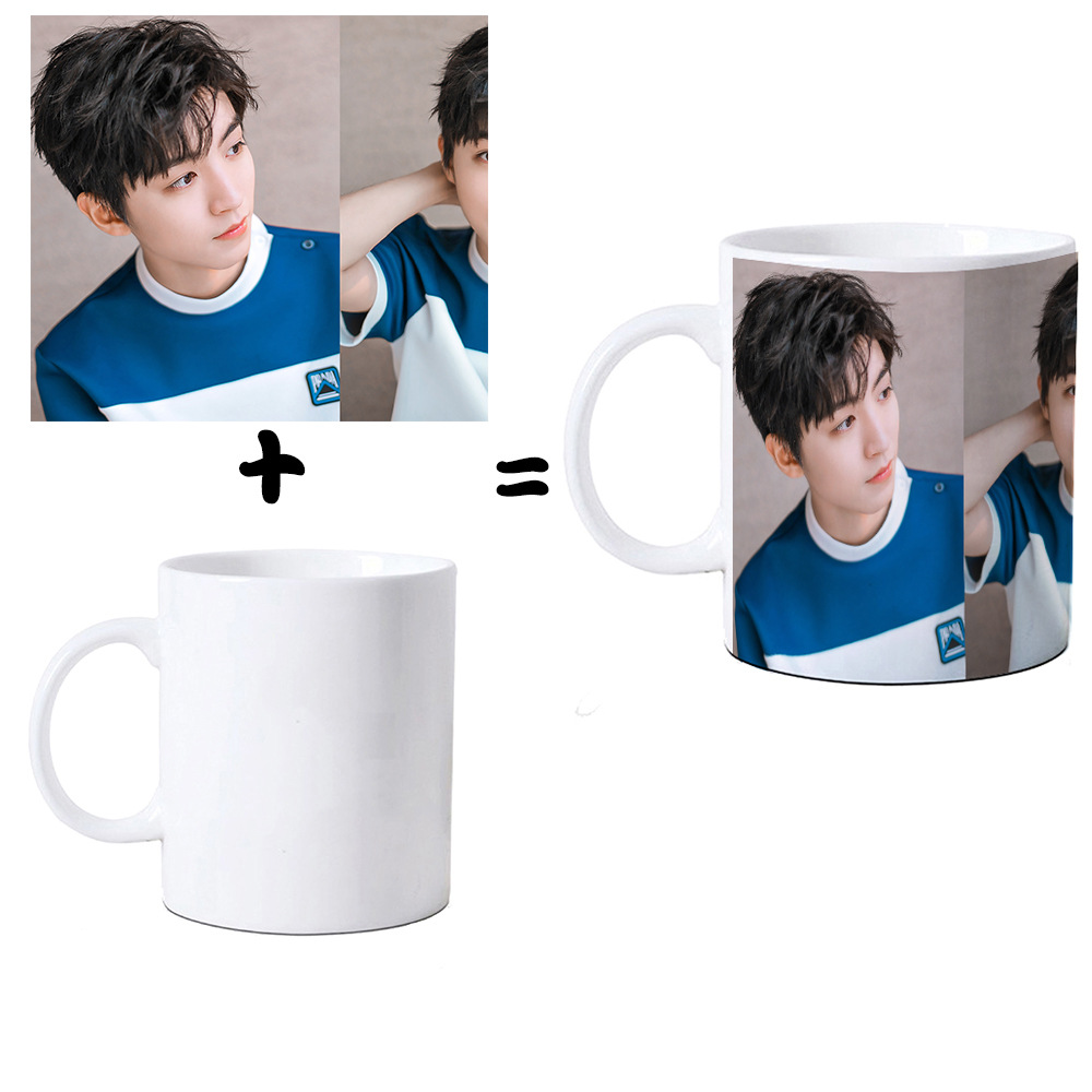 明星陶瓷杯马克杯子tfboys单人王俊凯陶瓷杯 可定制学生水杯周边