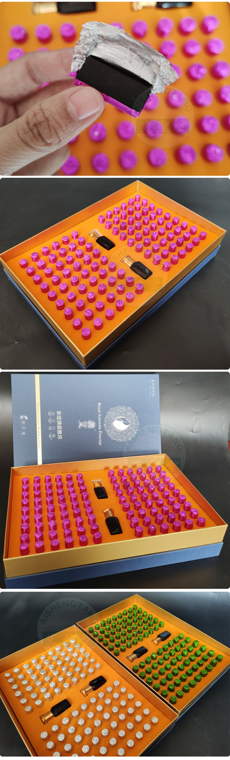 108粒无烟艾粒套盒梅花灸鼎美容院小金粒易艾灸菩提树静禅国灸