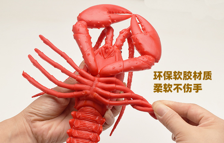 仿真龙虾螃蟹仿真模型软胶bb发声捏捏叫科教认知场景道具摆饰玩具