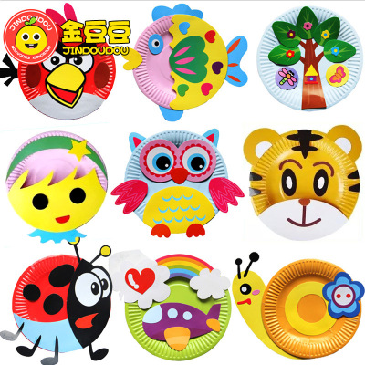 纸盘贴画立体粘贴 儿童手工diy制作材料包幼儿园创意益智女孩玩具