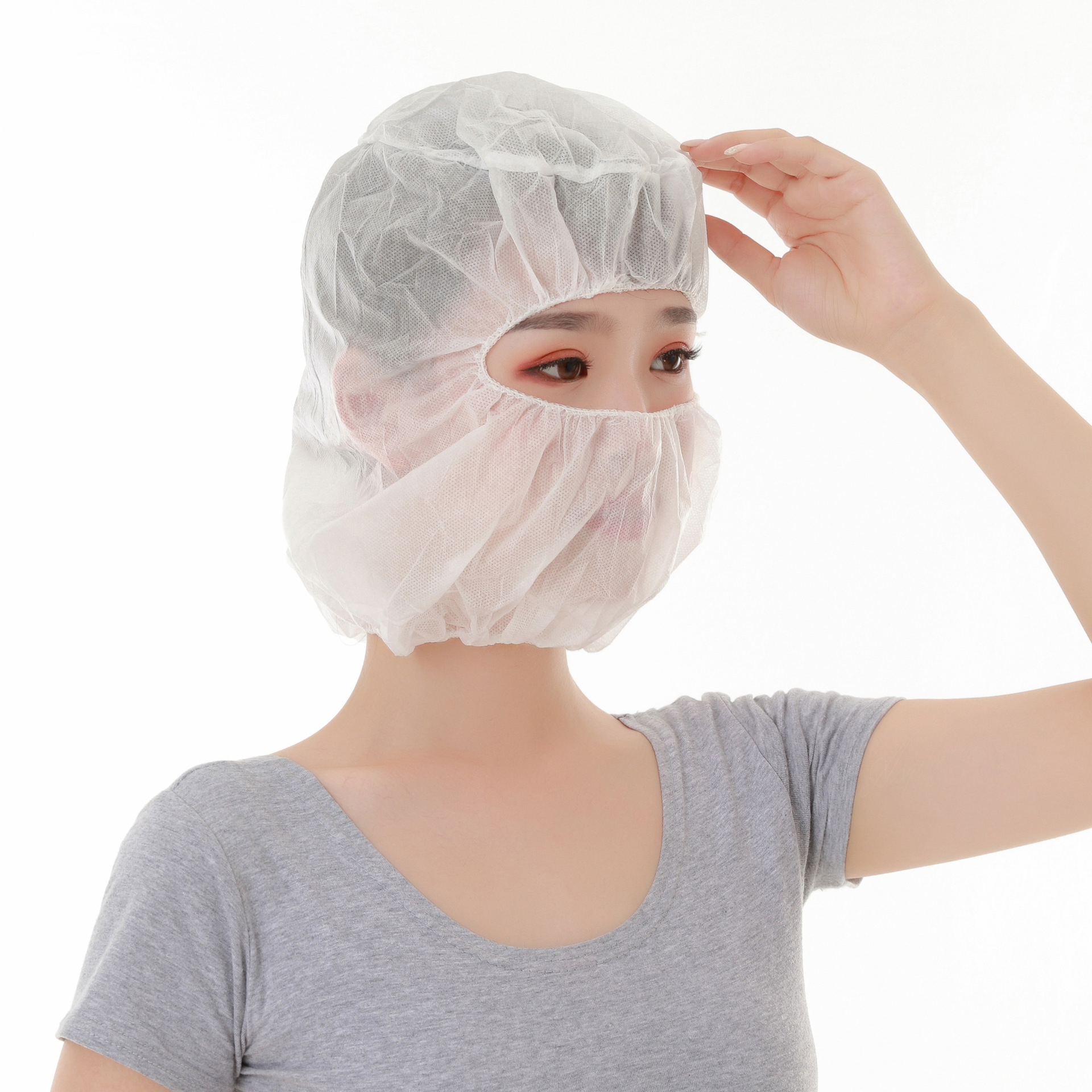 一次性无纺布太空帽防尘帽海盗帽头套食品加工卫生用品全覆盖头套