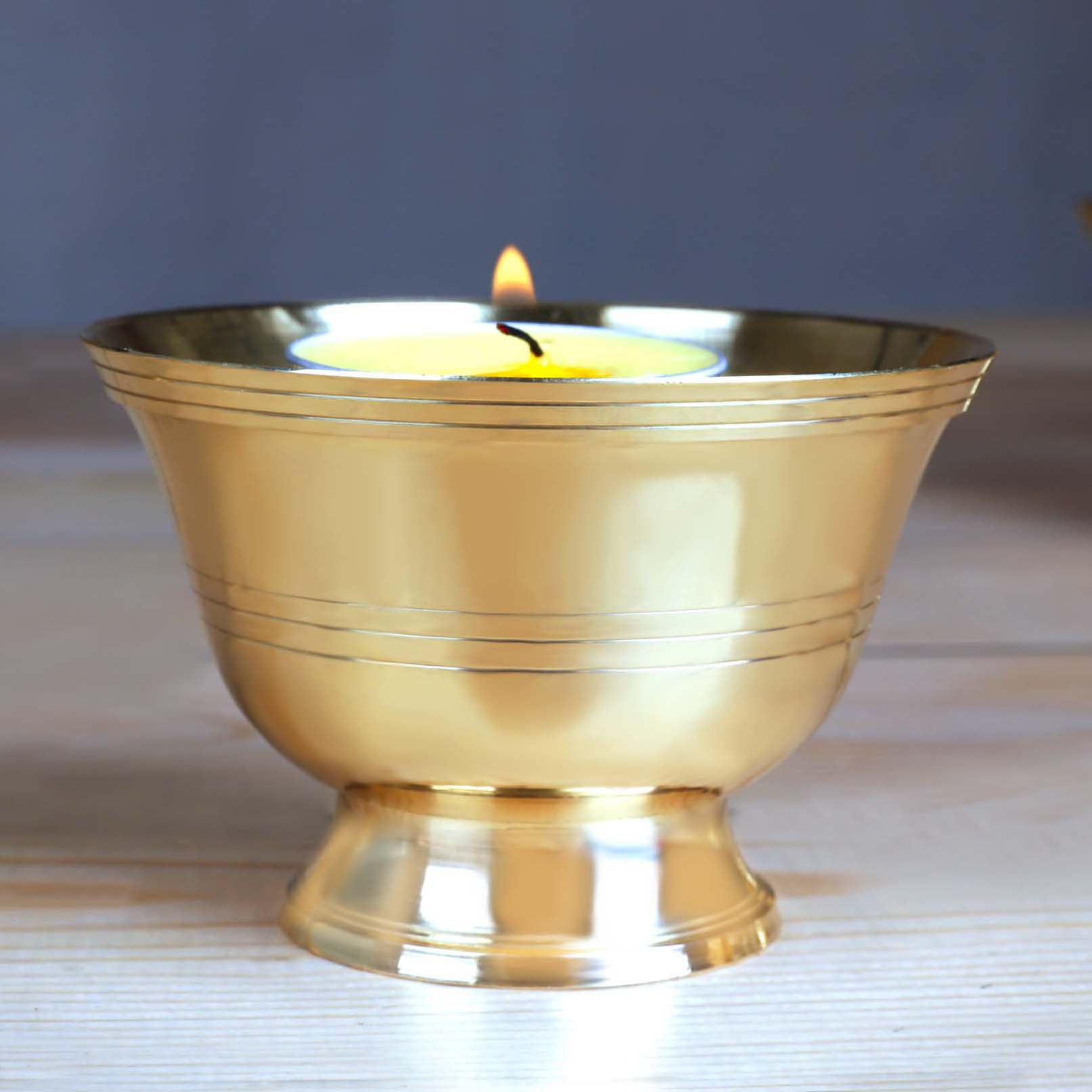 铜酥油灯座佛教用品长明灯烛台固液两用烛台烛座油杯佛供灯7个