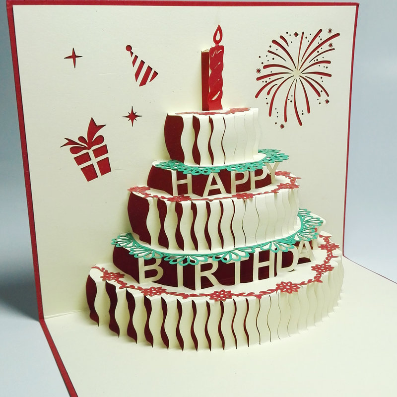 生日贺卡立体蛋糕卡片3d韩国创意礼品礼物复古手工小卡片商务定制