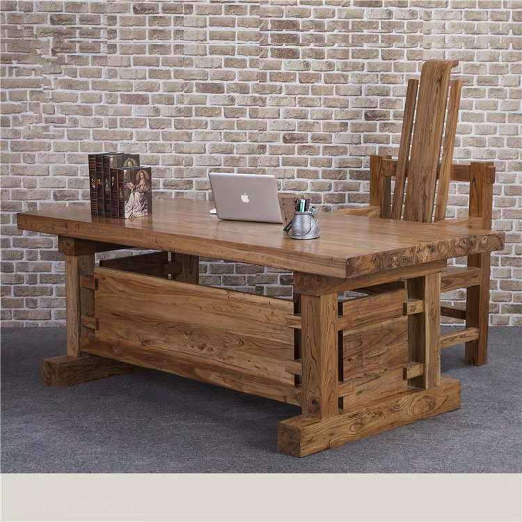 中式实木书桌老榆木办公桌椅组合现代仿古中医馆写字台大班桌画案