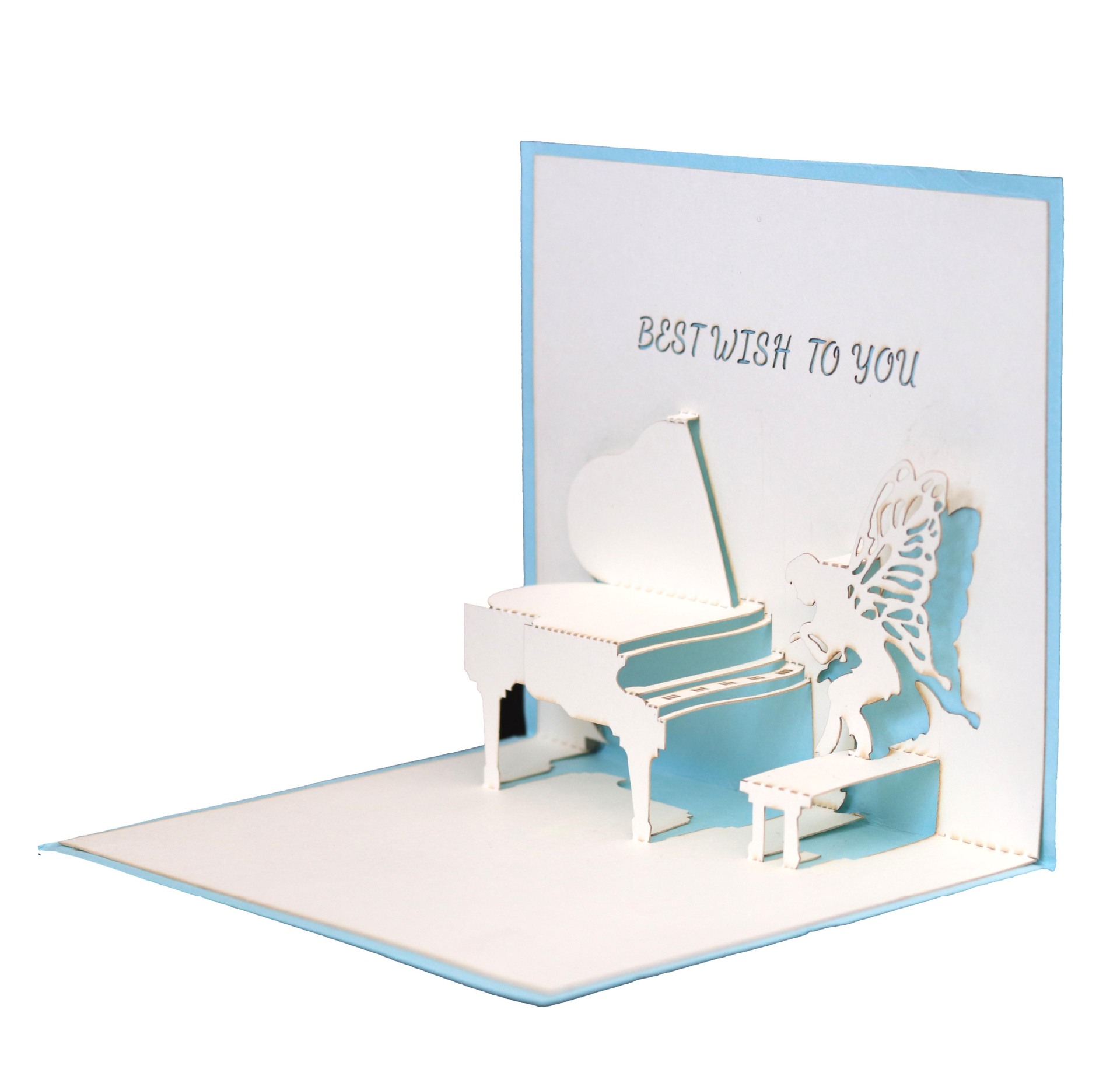 教师节立体卡节日贺卡激光镂空钢琴女孩请柬蒂芙尼漂亮邀请卡片