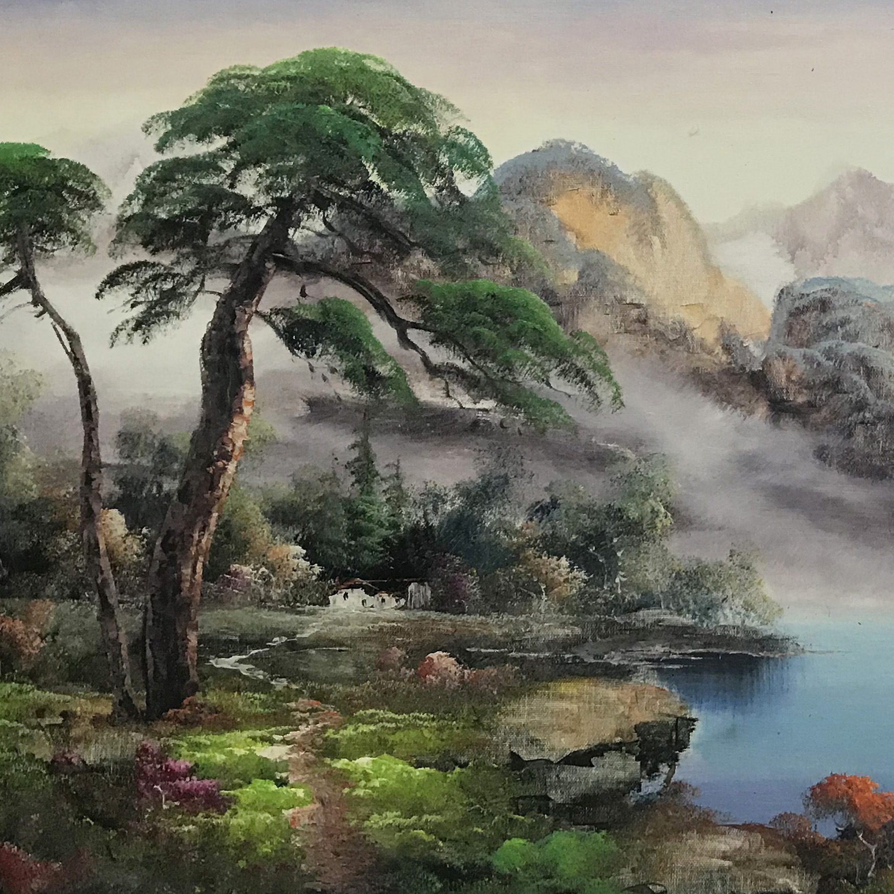 工厂直销客厅玄关装饰画山水画家居民俗 纯手绘油画 新中式挂画