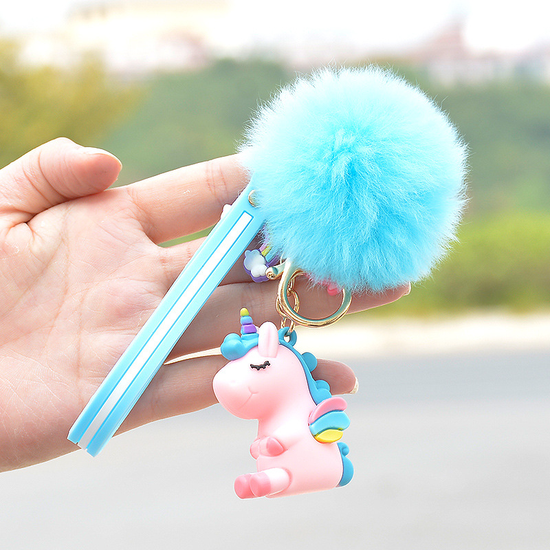 Autumn and Winter Cute Unicorn Plush Cartoon Doll Keychain Student Bag Key Ornament Creative Gifts Wholesale