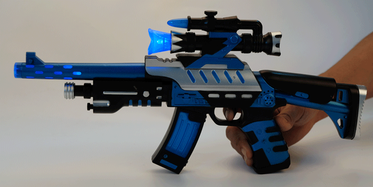 儿童声光音乐电动八音枪旋转子弹伸缩震动地摊语音枪男孩玩具枪