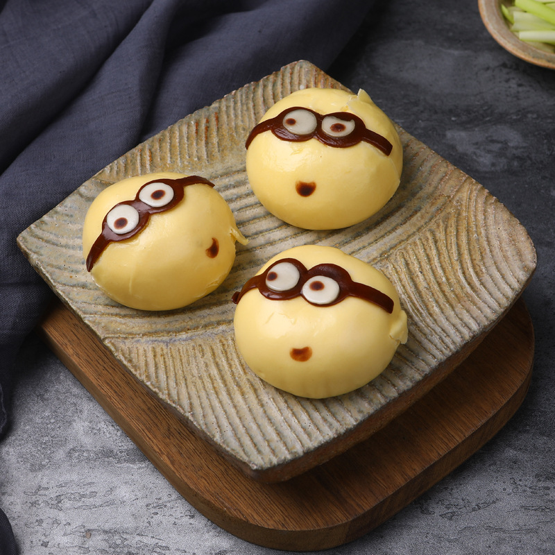 粤食福红豆小黄包60g*6个儿童卡通迷你包速冻半成品广式早茶酒楼