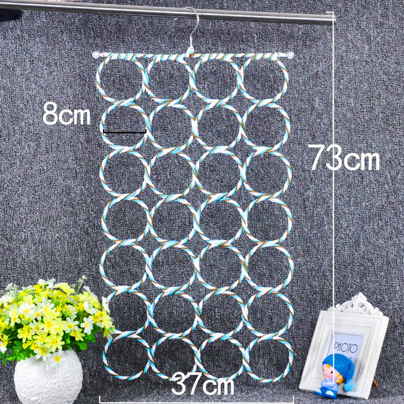 Wholesale 28-Ring Rattan Scarf Rack Tie Scarf Rope Circle Hanger Silk Scarf Display Rack Home Storage Rack