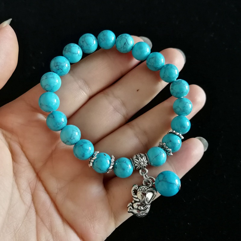 复古云南民族风蓝松石手链波西米亚旅游装饰品古典十二生肖手串女