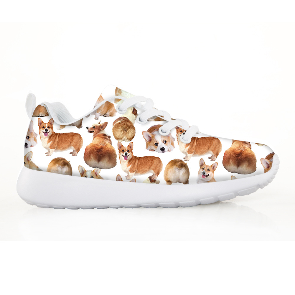 独立站货源dog狗狗头像渐变色图案休闲鞋儿童运动鞋girls shoes