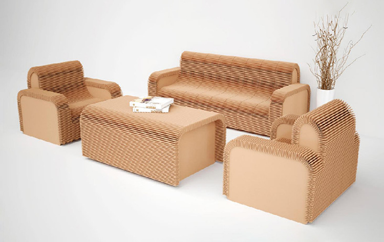 力嘉包装瓦楞纸钢铁侠长条沙发创意家居大型展会展览定制环保装饰