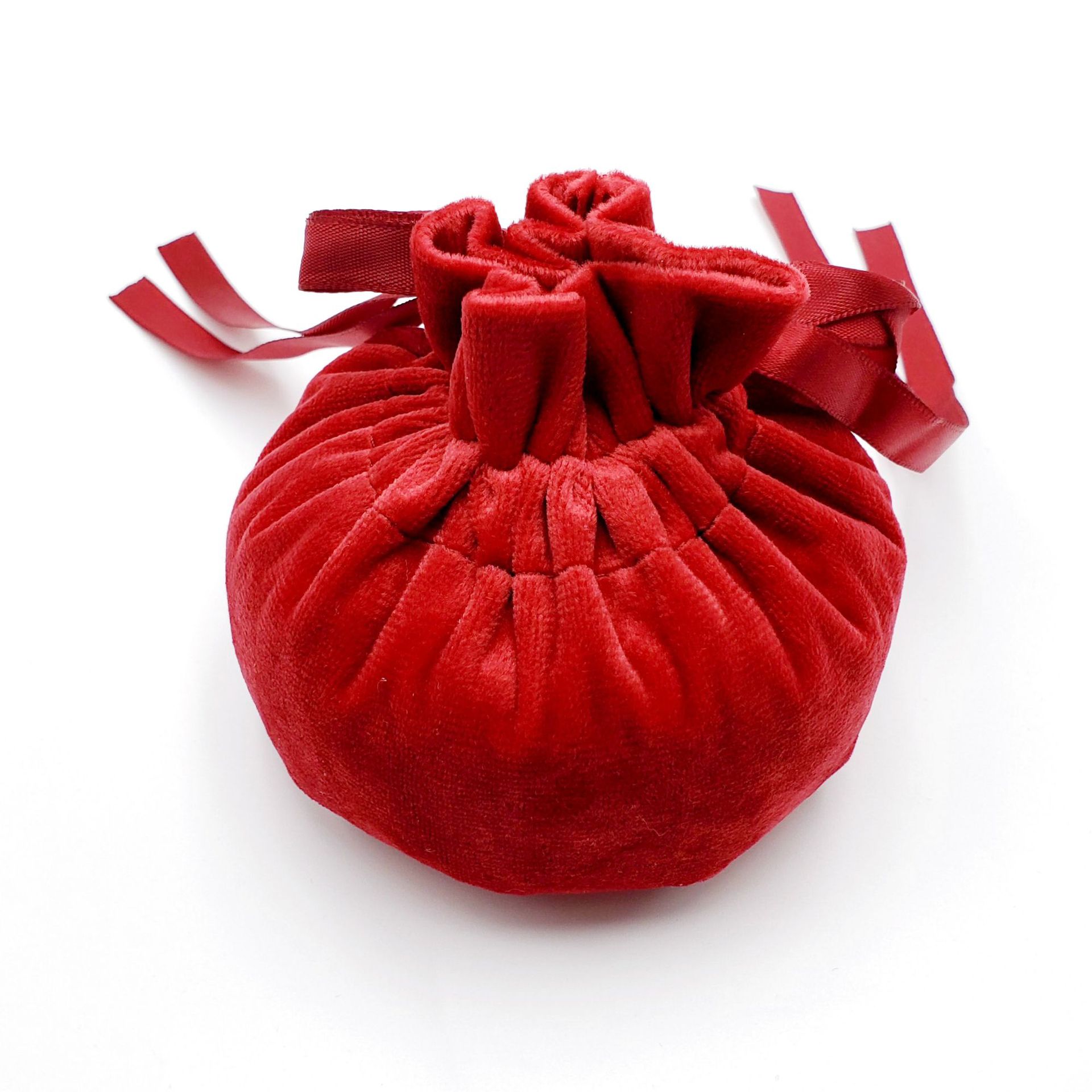 红色绒布袋圆形 精致小酒壶包装袋 圆底收纳束口袋批发定做优惠价