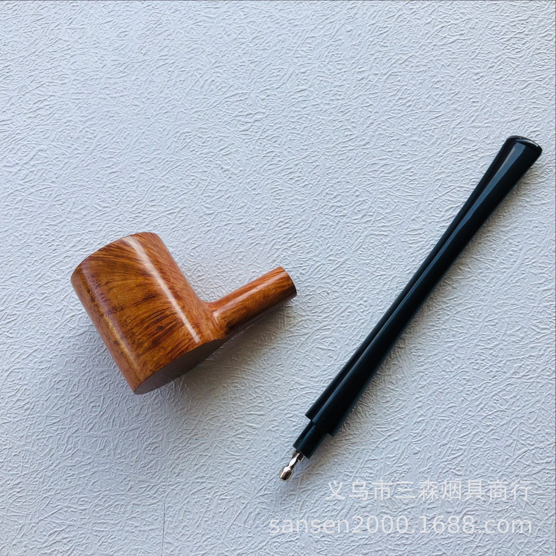 三森批发石楠木烟斗3mm铁芯木烟丝小号斗8574#小长柄阅读桌斗