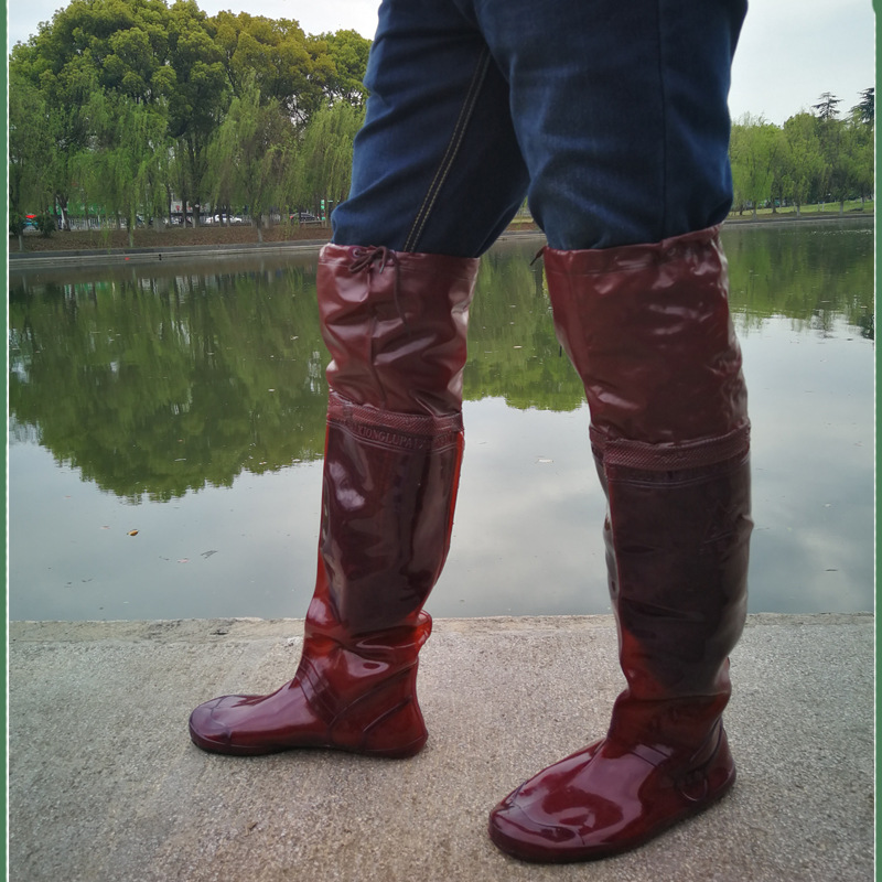 男女插秧鞋中高筒靴水田鞋袜软底松紧系带过膝下水鞋钓捕鱼靴批发