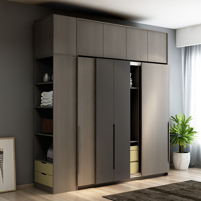 北欧推拉门移门衣柜现代简约三门整体衣橱趟门带镜大衣柜卧室家具