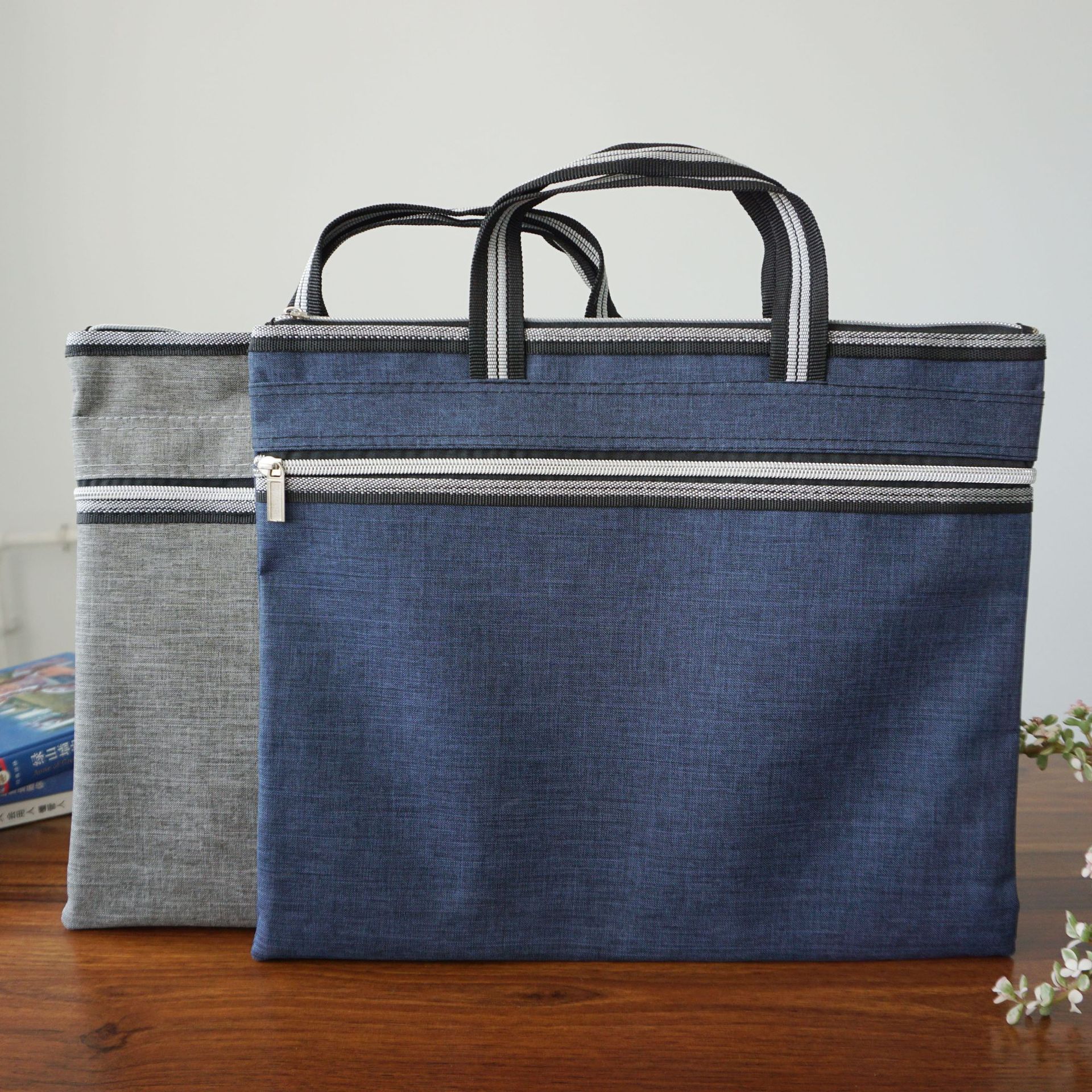 手提文件袋印字大容量资料会议公文袋双层牛津布加厚资料拉链袋