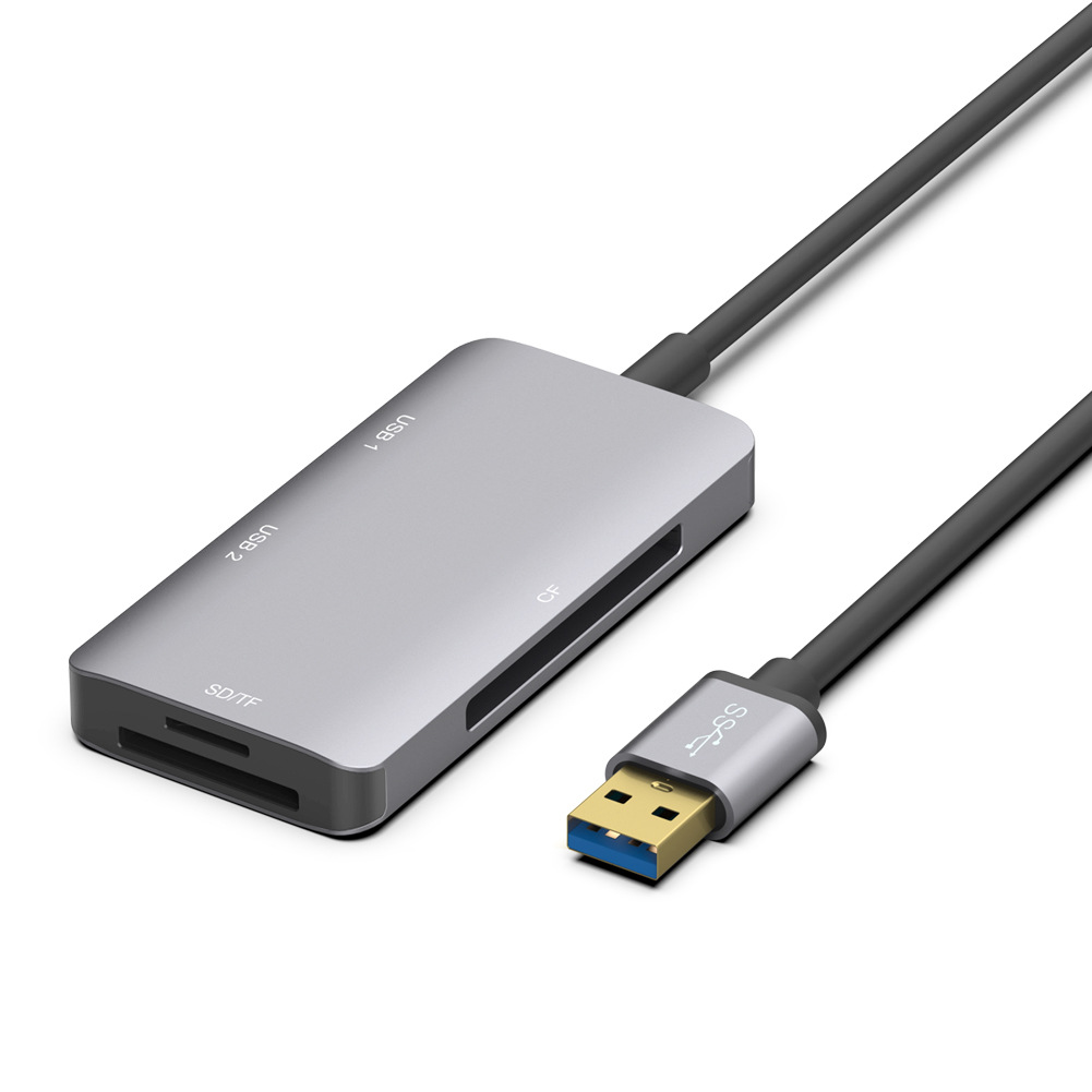 新款适用小米华为笔记本电脑usb3.0转tf/sd/cf多合一hub读卡器otg