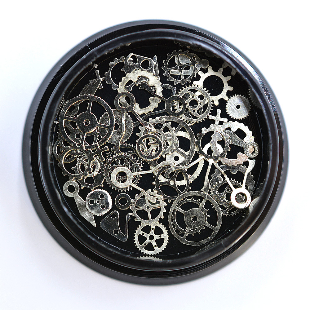 美甲新款瓶装diy时光齿轮蒸汽朋克风机械指甲潮流金属薄片配件