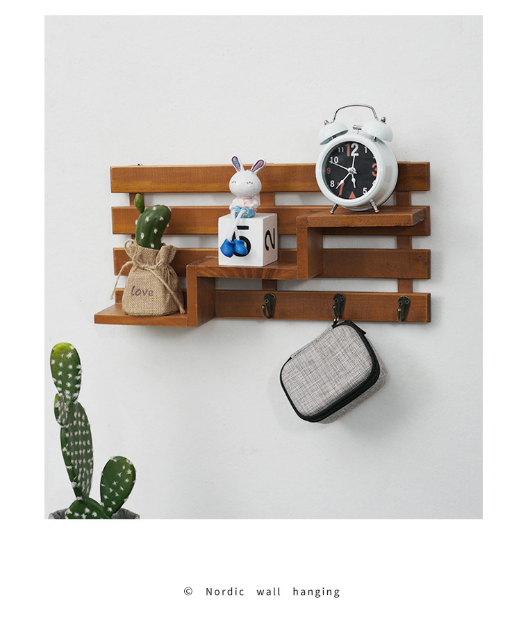 创意木质钥匙挂架门后玄关墙上收纳装饰置物架客厅房间店铺装饰品