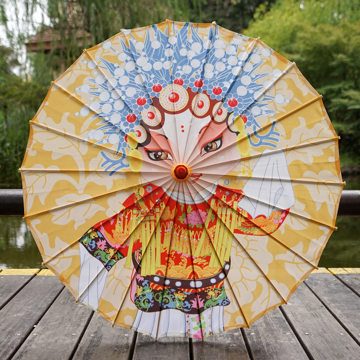 京剧脸谱油纸伞川剧绸布伞中国风花纸伞餐厅酒店装饰伞吊顶展会